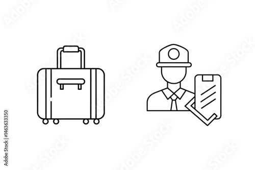 Conceptual illustration of travel baggage check by airport security guard for a safe journey