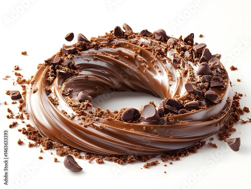 Obraz na płótnie Delicious chocolate cake, a sweet pastry, is isolated on a white background w salonie