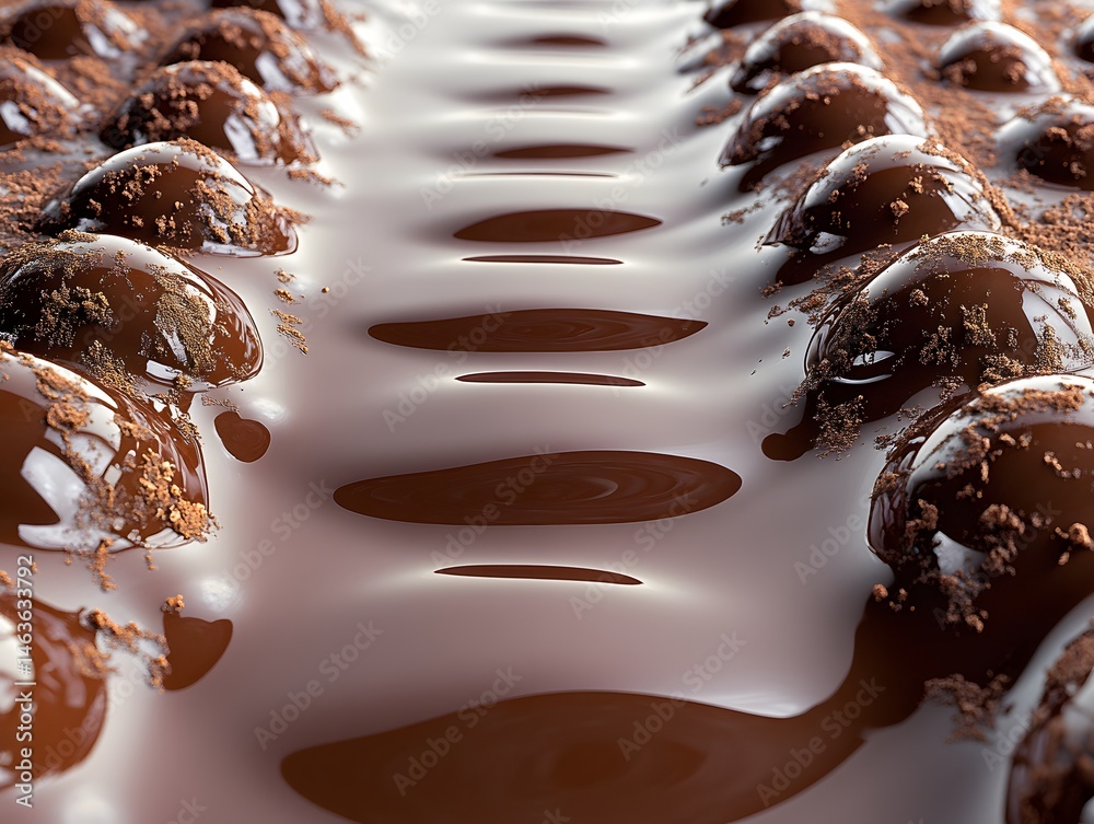 A closeup of delicious brown chocolate cake, a sweet dessert, is isolated on a white background