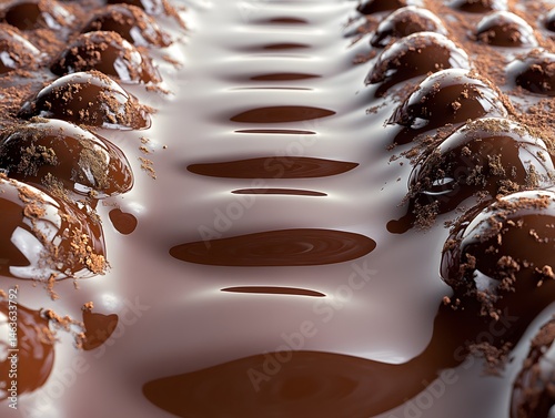A closeup of delicious brown chocolate cake, a sweet dessert, is isolated on a white background