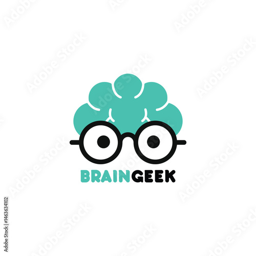 Geek head logo design template. Nerd logo template
