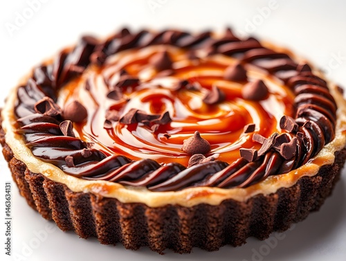 Obraz na płótnie A delicious chocolate cake, a sweet pastry with cream, sits isolated on a white plate, a tasty treat perfect as a snack or birthday dessert w salonie