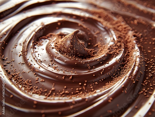 Obraz na płótnie A close-up view of rich, creamy melted chocolate swirling in a delicious, flowing pattern w salonie