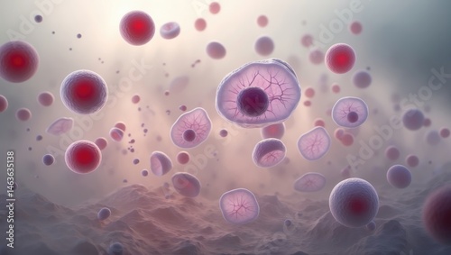 Blood cell examination under microscope for chronic lymphocytic leukemia diagnosis