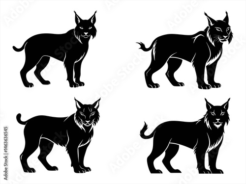 lynxe sihouette black vector bundle