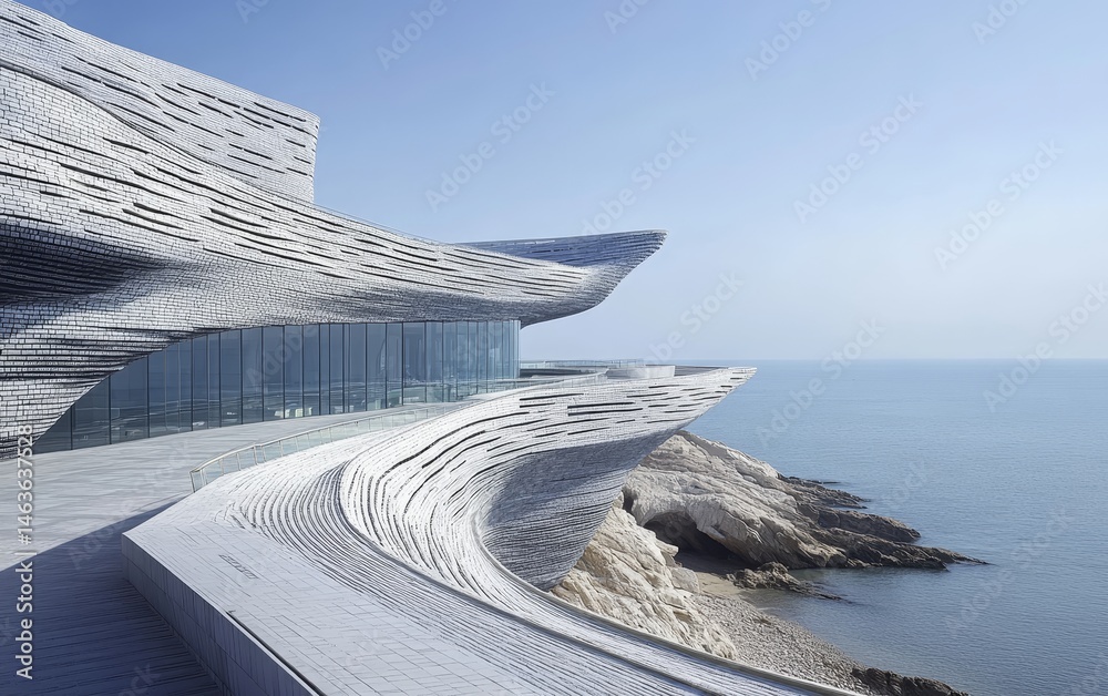 Fototapeta premium Modern Architectural Structure by the Sea