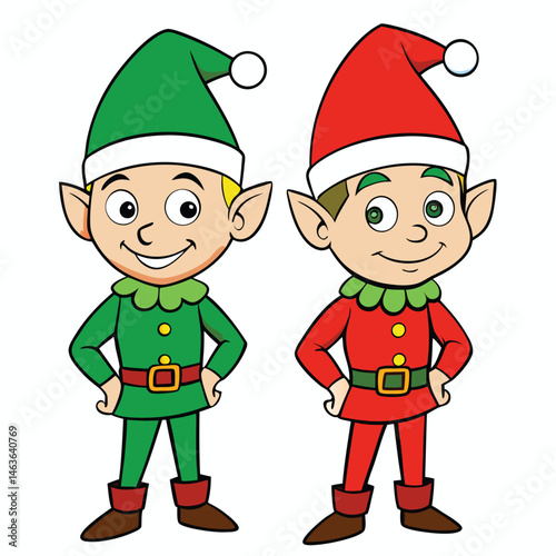 Cute Christmas Elves Clipart – Santa’s Helpers Cartoon Holiday Illustration