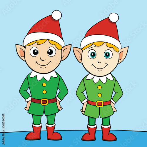 Cute Christmas Elves Clipart – Santa’s Helpers Cartoon Holiday Illustration
