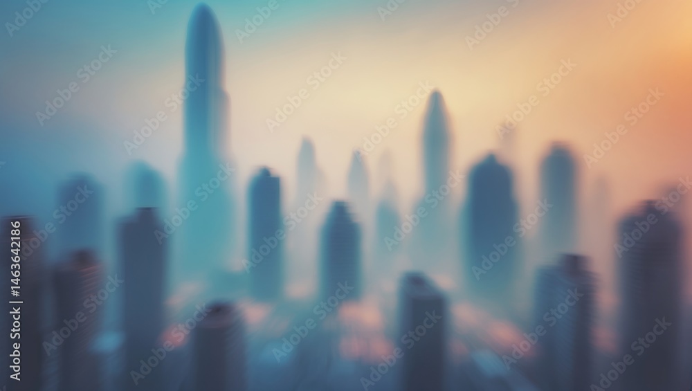 Fototapeta premium Panoramic view of urban France with blurred cityscape and high-rise buildings