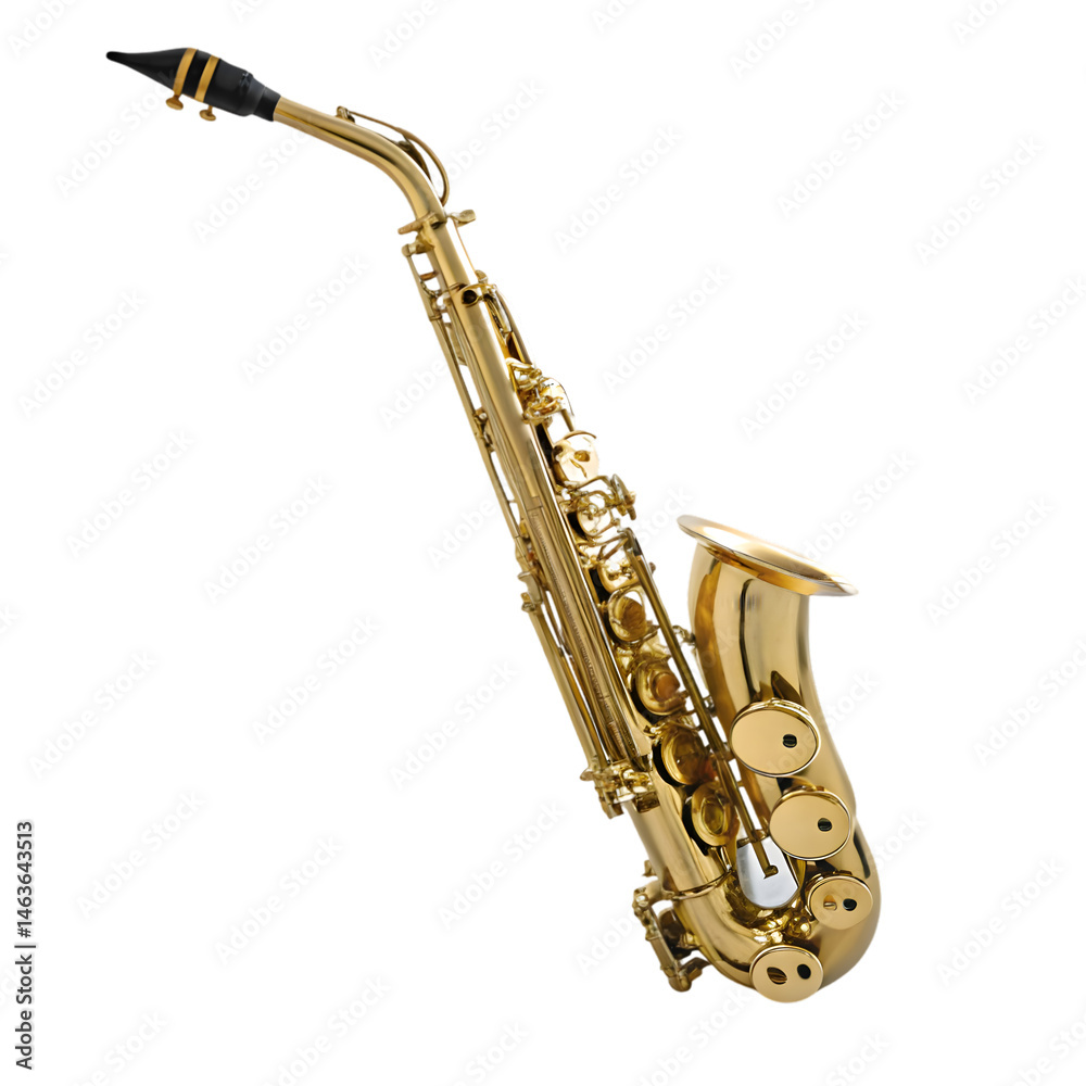 Naklejka premium Beautiful golden saxophone on white background