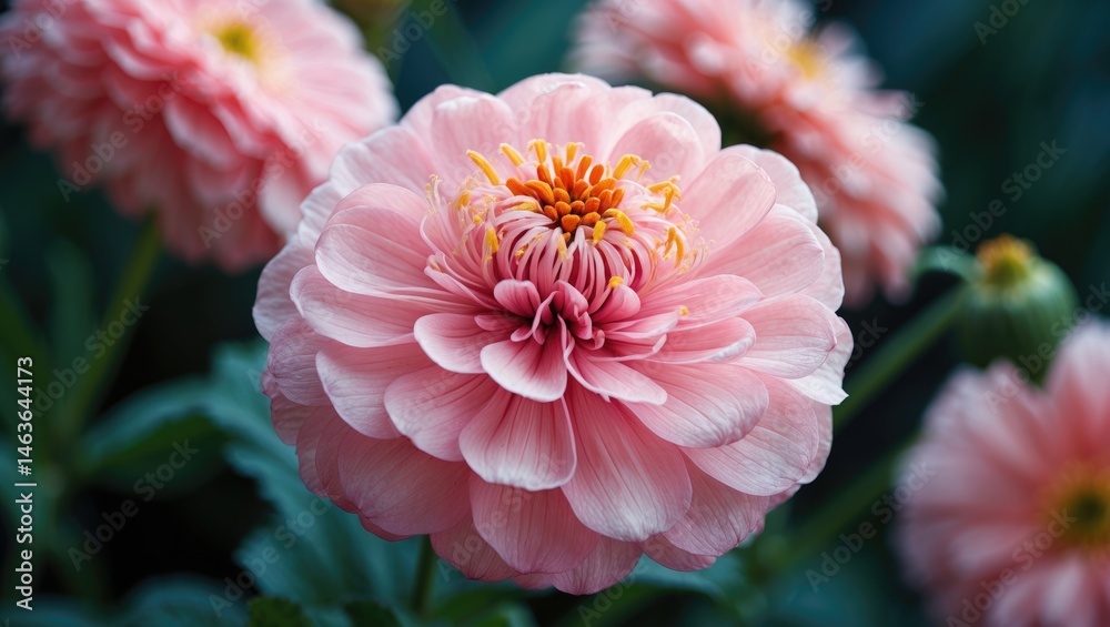 Fototapeta premium Graceful pink floral display featuring blooming petals and intricate textures with a gentle color palette