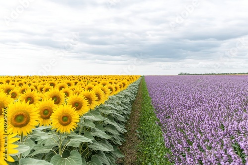 A vibrant emotional landscape painting featuring a sunflower field, perfect for artistic and nature-themed projects.