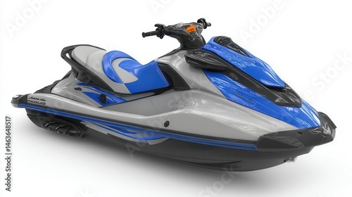 High performance personal watercraft with sleek blue and gray design
