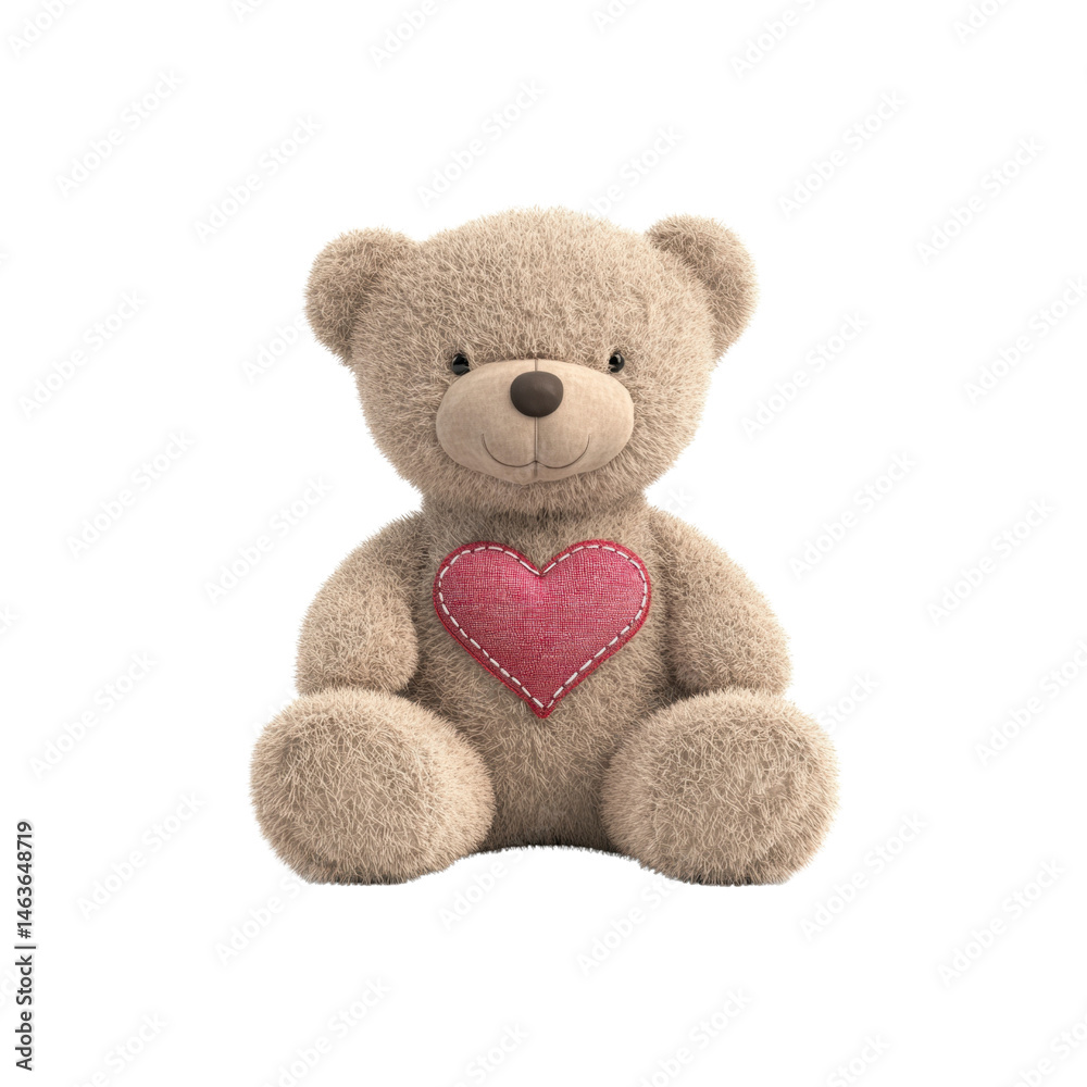 Fototapeta premium Adorable Teddy Bear with Heart Patch - Valentine's Day Gift
