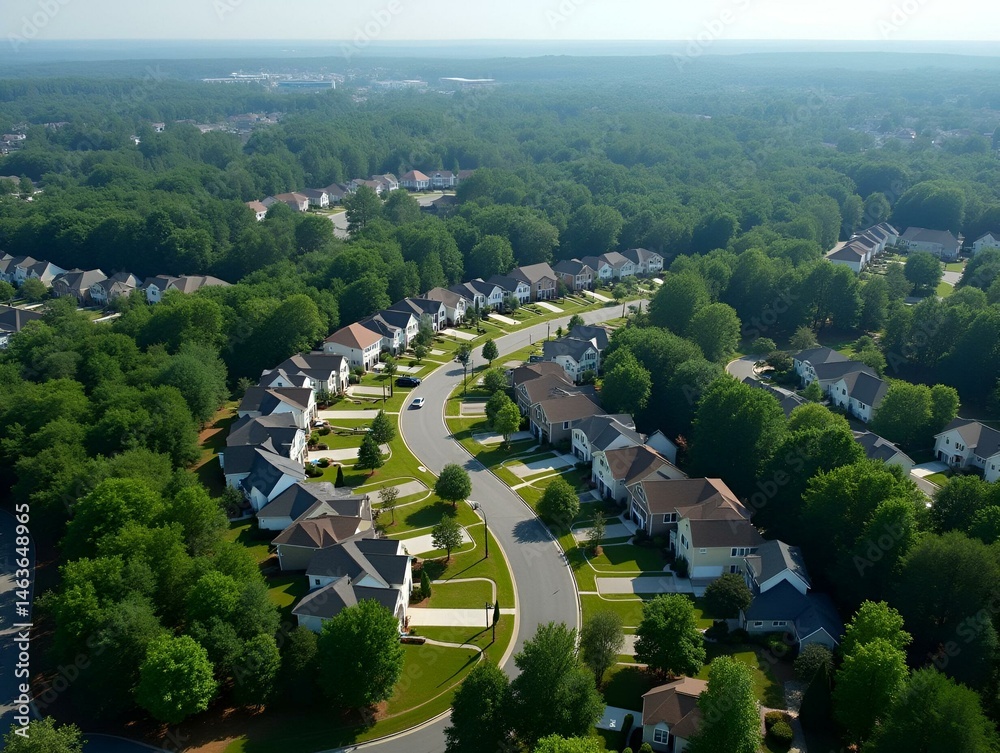 Aerial view of a beautiful sub division in Suburbs of Atlanta , GA USA