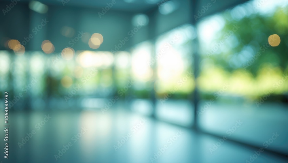 © Giovanni - Inside a modern office space with glass walls and blurred bokeh lighting effects © Giovanni - Inside a modern office space with glass walls and blurred bokeh lighting effects