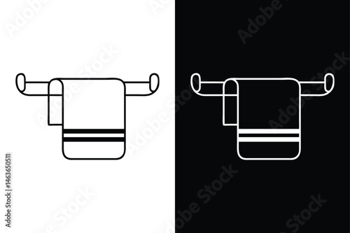 Simple Hanging Towel Symbol. Modern Line Art Vector Icon