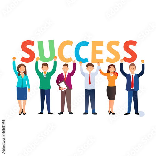 Team of professionals celebrating success with transparent background image
