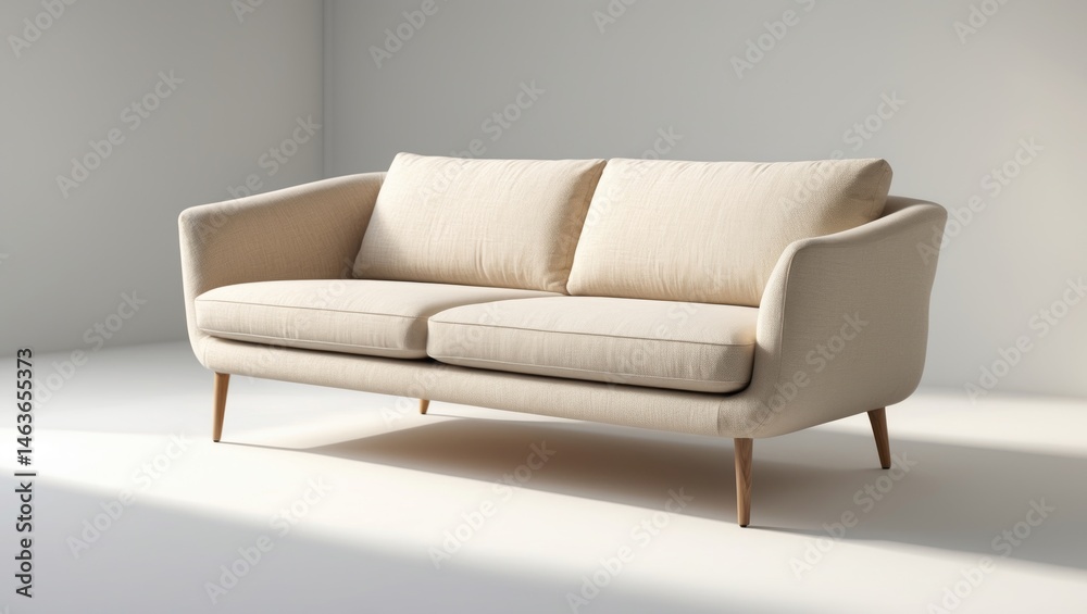Naklejka premium Side perspective of a sofa against a white backdrop