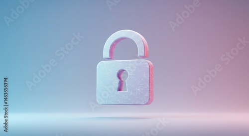 Padlock icon floating against a gradient background of blue and pink.