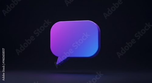 Gradient purple speech bubble icon against a dark background.