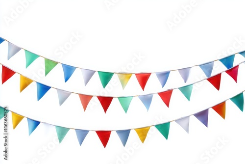 Colorful Triangle Flag Bunting Garland Party Decoration Isolated on White