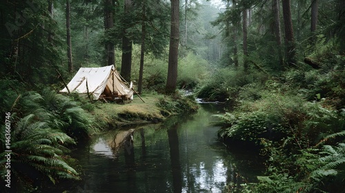 Relax in Vintage Tent Beside Sparkling Brook at the Heart of a Tranquil Forest Retreat