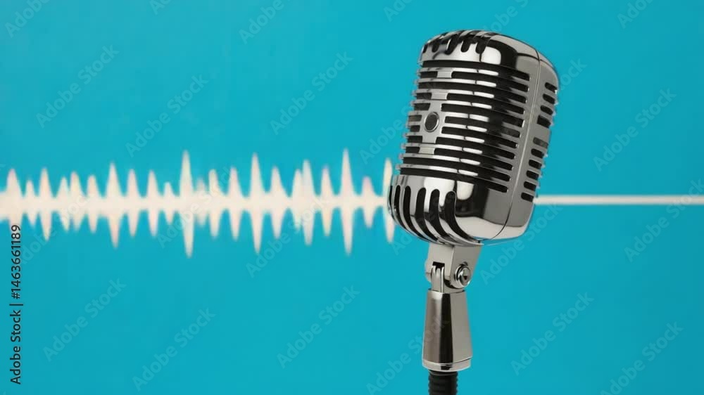 retro microphone on a blue background. 