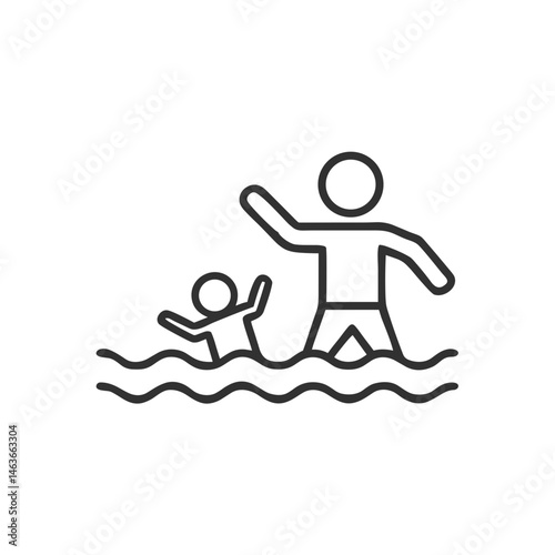 Child Swimming with Adult Supervision Icon for Safety Awareness, Blogs, and Educational Resources