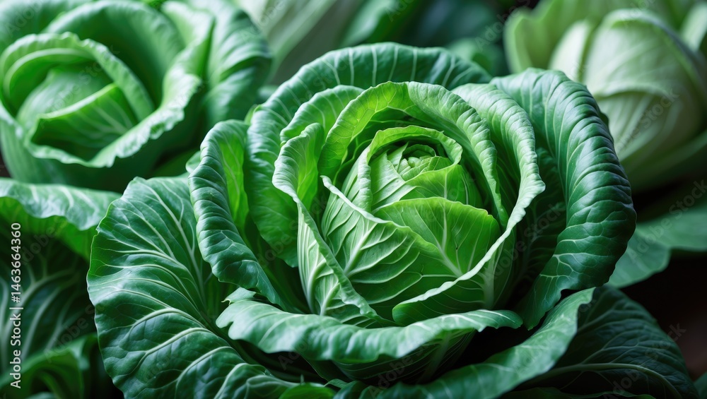 Fototapeta premium Healthy green savoy cabbage plant in nature