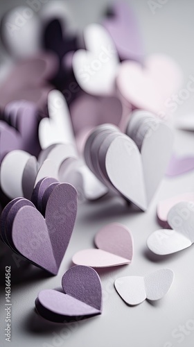 Gentle Lavender and White Paper Hearts A Delicate Cascade of Affectionate Details