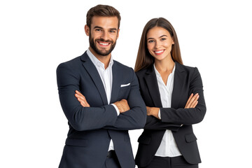 Portrait of a successful business people smiling together with arms crossed, isolated on transparent or white background