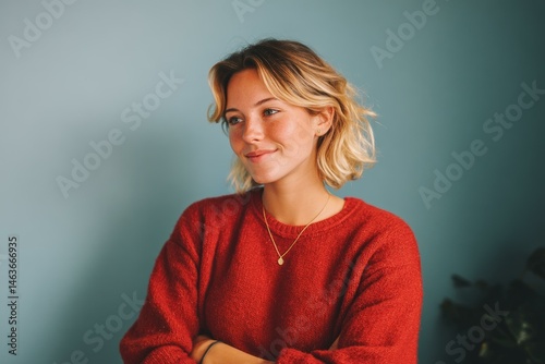 Portrait of a Woman in a Red Sweater