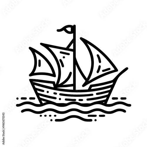 Vintage Sailboat, A Nautical Line Art Design