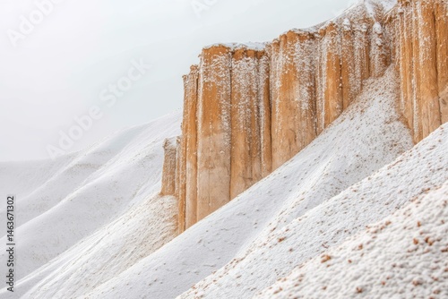 Obraz na płótnie Snowy Mountain Landscape with Earth Formations w salonie