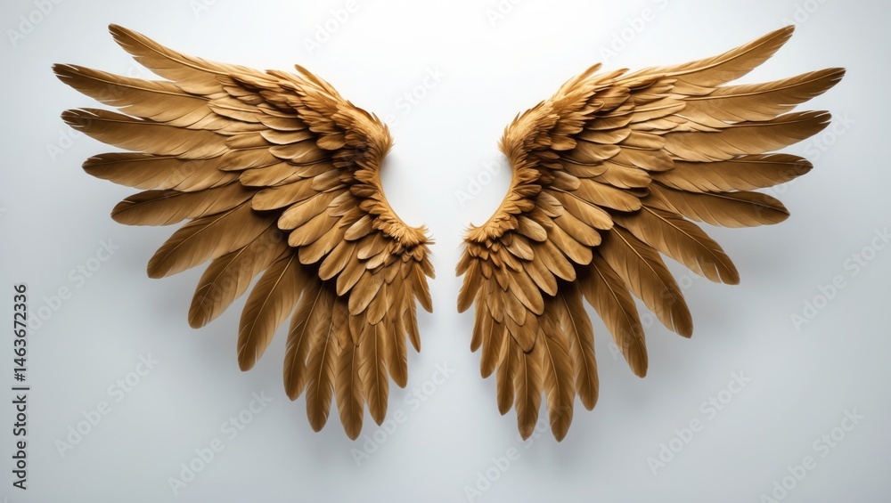 Fototapeta premium White Background Featuring Brown Angel Wings
