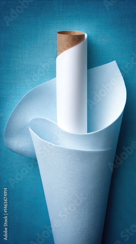 A Swirl of White Paper Embracing a Simple Cardboard Tube, Artistically Lit