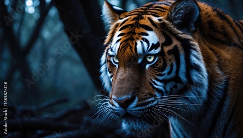 Wildlife portrait of a tiger's face outdoors in India