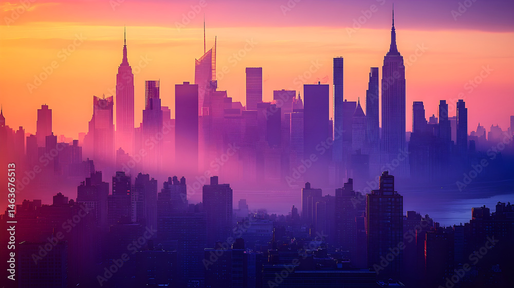 Urban Sunset Symphony: A Skyline's Dance Between Daylight and Dusk