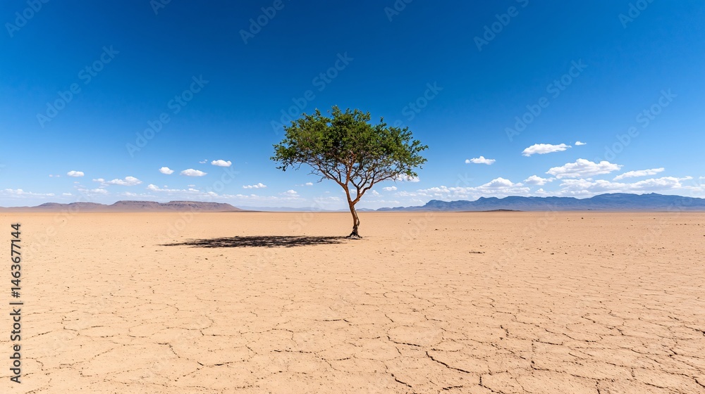 Resilient Tree in Arid Desert Landscape Facing Habitat Loss