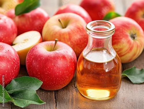 Fresh apples and apple cider vinegar