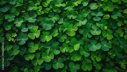 Garden-inspired background featuring green clover leaves and plant shapes