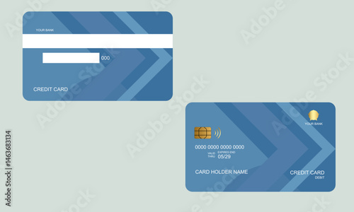 Set of Credit Cards Light Blue Color White Background