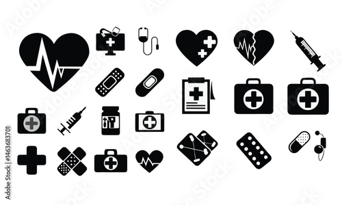 Medical icons set. Healthcare and medicine. Medical Insurance.