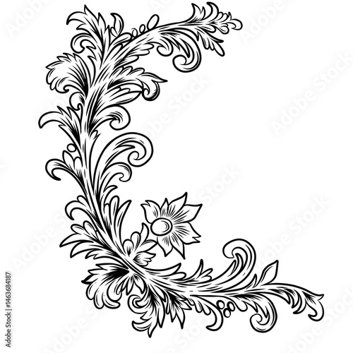 vintage ornament border line art vector drawing 