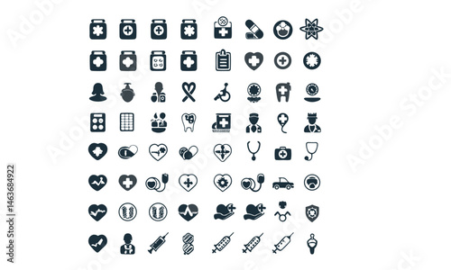 Medical icons set. Healthcare and medicine. Medical Insurance.