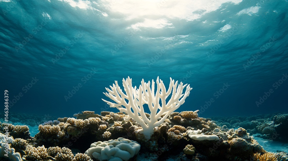 Vibrant Coral Reef Underwater Scene Facing Climate Change Challenges