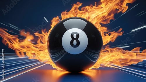 Wallpaper Mural Billiard ball featuring a number, blazing with fire, flying on a background Torontodigital.ca