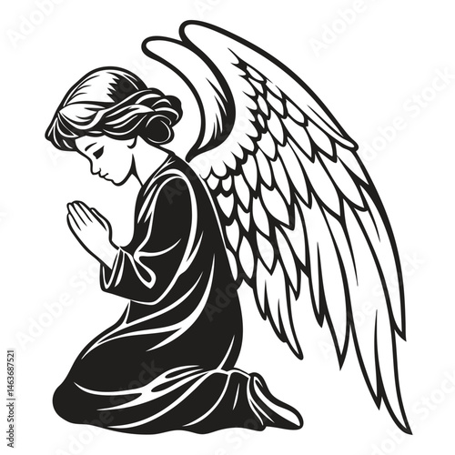 Praying Angel with Wings Religious Clipart Design Perfect for Faith Based Projects