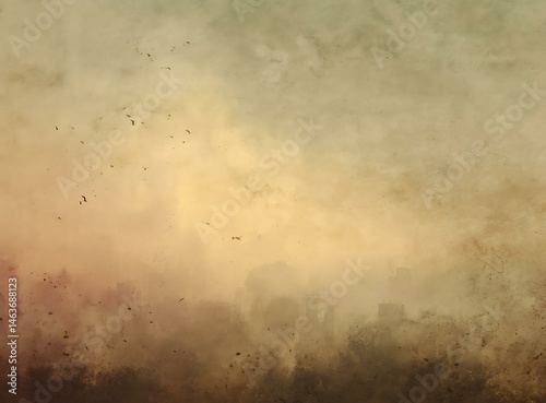 Vintage Cityscape Illustration in Sepia Tones photo